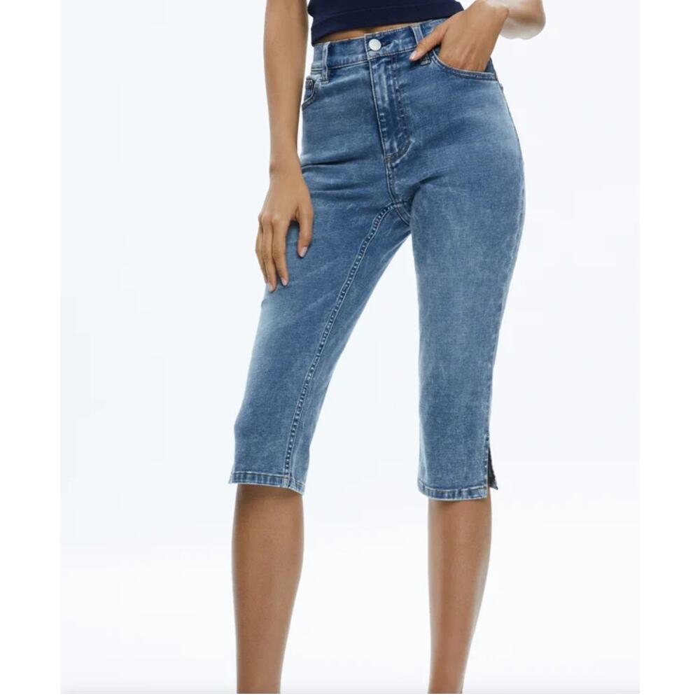 Alice + Olivia Emmie Mid Rise Clam Digger Jeans 32 cropped Skinny fit versatile